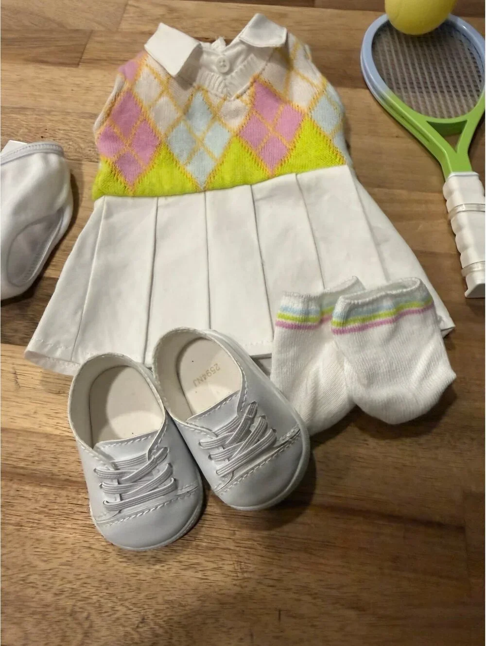 American Girl Isabel 1999 Tennis Outfit Set w/ Shoes Socks Undergarment Racket